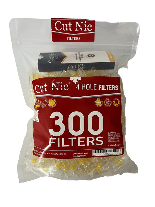 Cut Nic 4 Hole Disposable Filters 300 Pack Including 1 Travel CASE