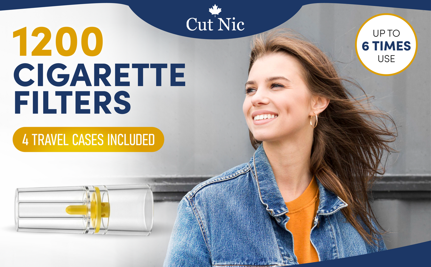 Cut Nic 8 HOLE EASY DRAW Cigarette Filters 600 pack - 2 Travel Cases - Fits Regular & King Size